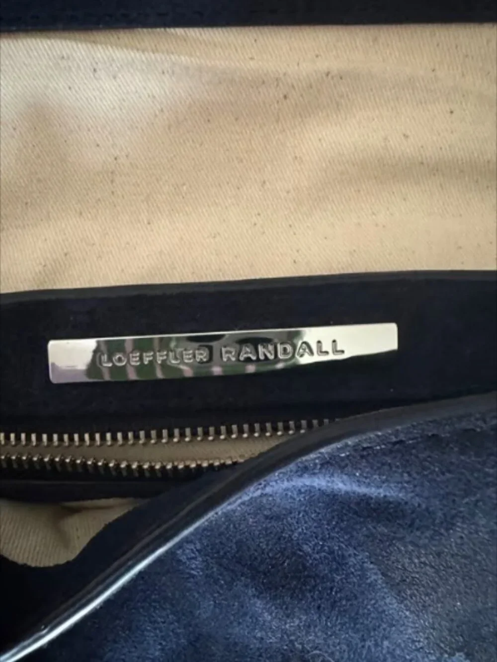 Loeffler Randall Navy Blue Tab Suede Clutch